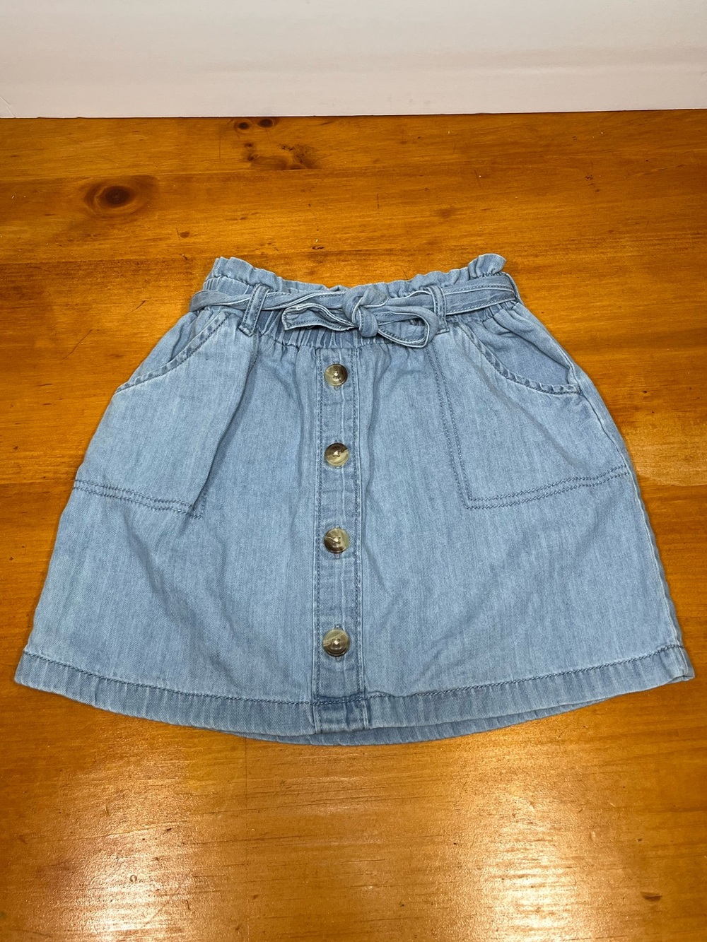 OshKosh B'gosh Light Blue Denim Button-Front Tie Waist Skirt
